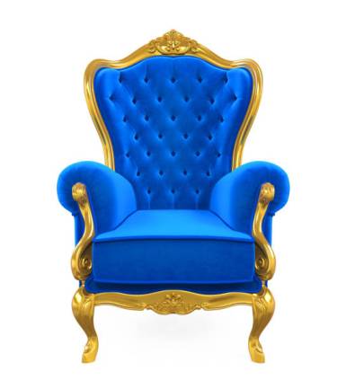 Blue Throne Chair isolated on white background. 3D render
